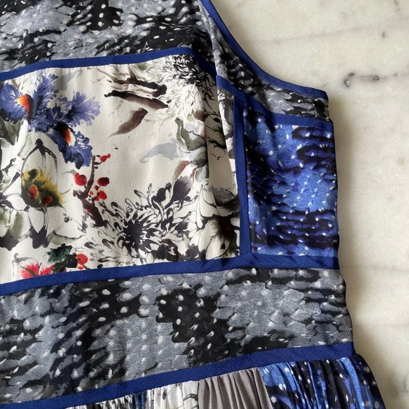 Rebecca Taylor Mixed Pattern Print Dress with Pleated Skirt - Picture 8 of 16